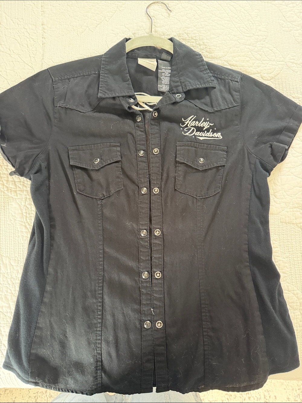 Harley-Davidson Women’s Black Short-Sleeve Button Shirt